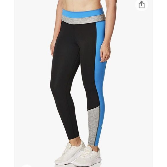 NEW..NIKE ONE WOMEN PLUS SIZE M MID RISE 7/8 COLOR BLOCK LEGGINGS - Picture 1 of 5